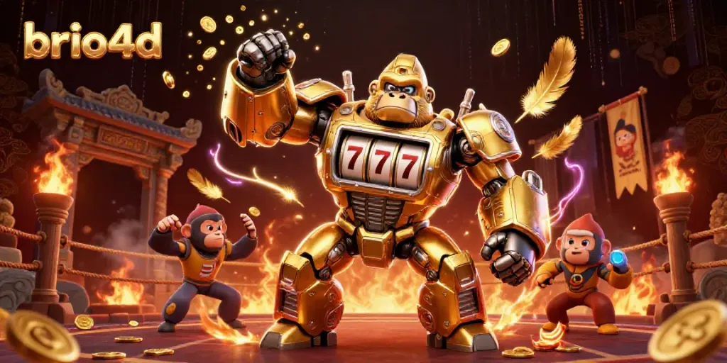 Play slots and win with brio4d's bold 3D transformer-style animation featuring dynamic elements.