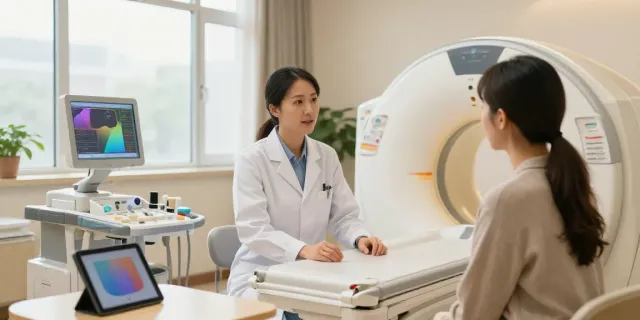 Diagnostikzentrum Wolfsburg: Moderne medizinische Ausstattung und persönlicher Kontakt zwischen Patient und Fachkraft.