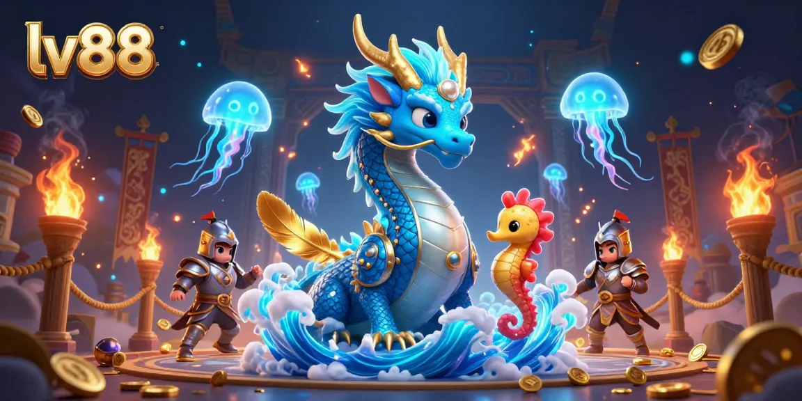Experience the excitement of lv88's online gaming with vibrant casino visuals and engaging characters.