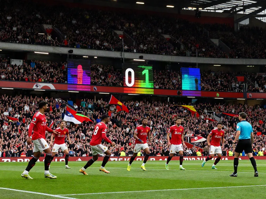 แมนยู vs ลิเวอร์พูล 10 นัดล่าสุด intense football match in stadium with cheering fans