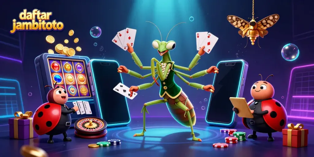 Experience thrilling gameplay with daftar jambitoto in this vibrant 3D casino scene featuring a card sharp and pit boss.