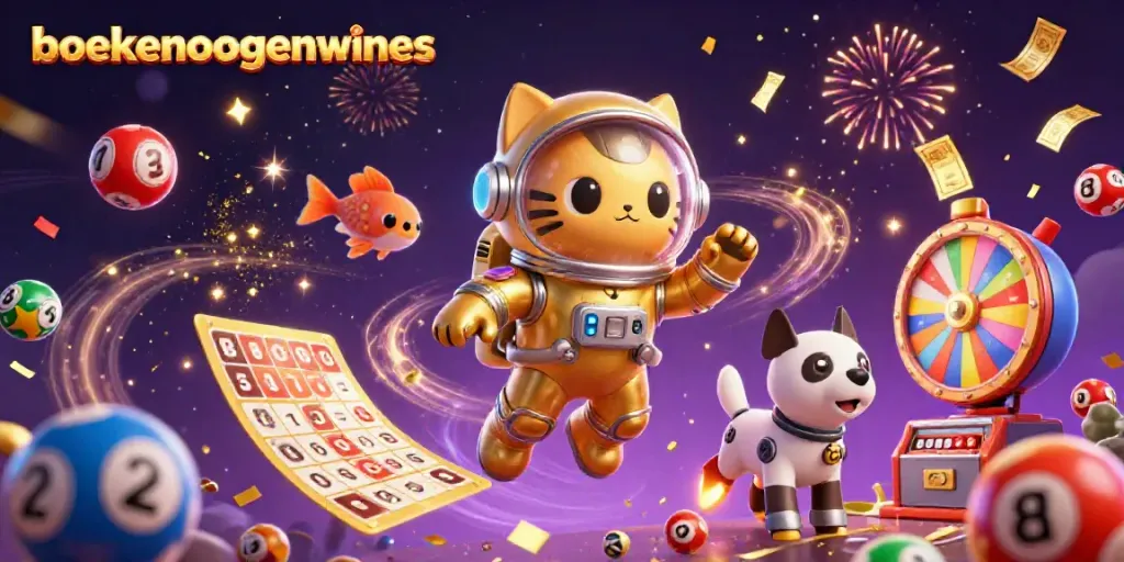 Engage in thrilling delights of boekenoogenwines with vibrant casino-themed 3D illustration filled with excitement.