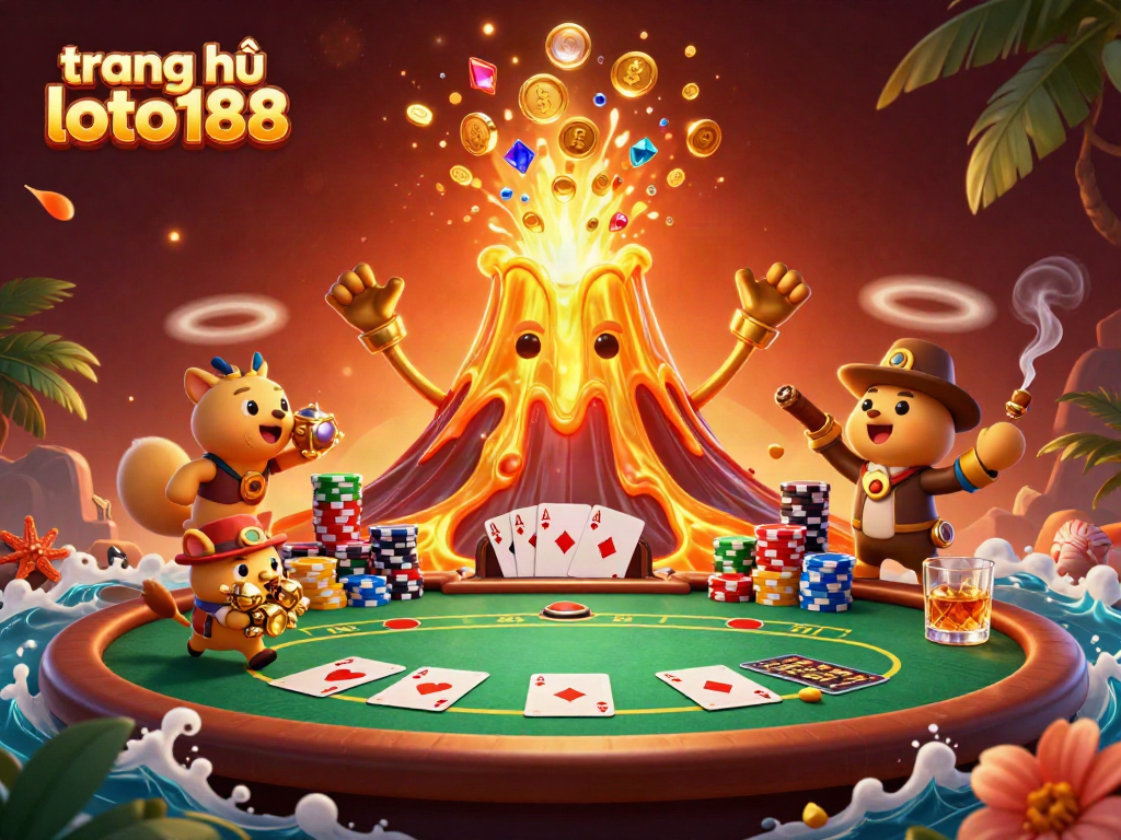 Experience the excitement of trang chủ loto188 as golden treasures erupt from a vibrant casino scene.