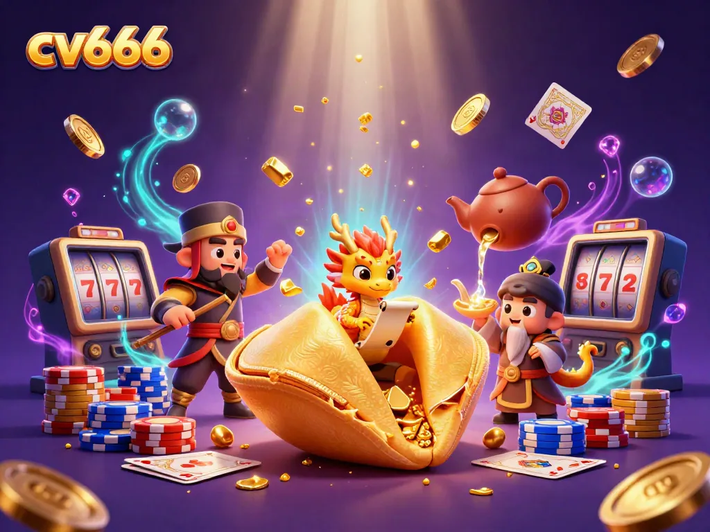 Participate in exciting gameplay with cv666 as golden coins and cards scatter in a vibrant 3D scene.