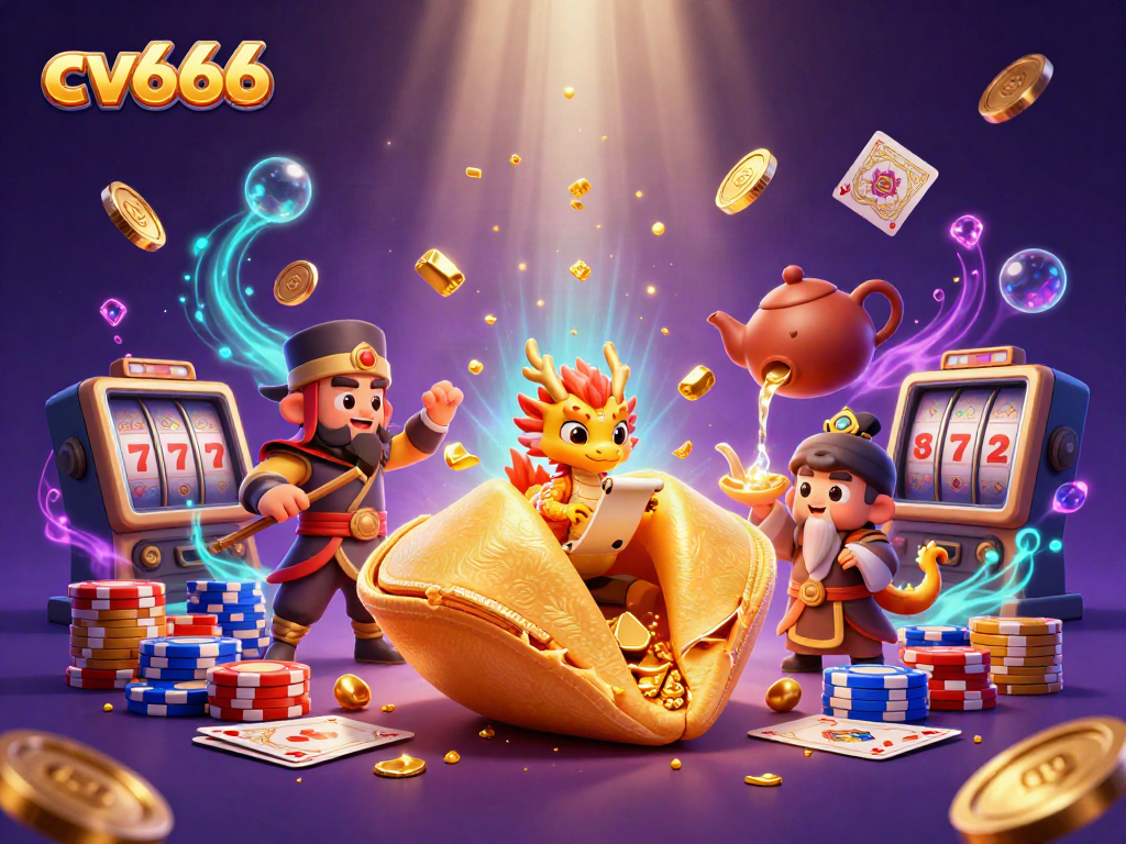 Participate in exciting gameplay with cv666 as golden coins and cards scatter in a vibrant 3D scene.