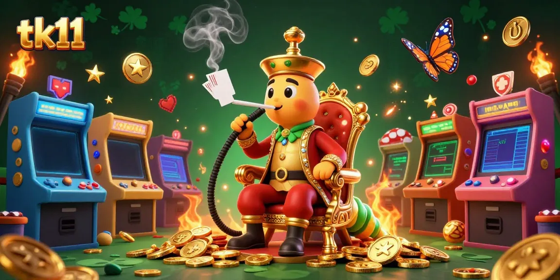 Engage with tk11 in a vibrant virtual casino world filled with colorful arcade elements.