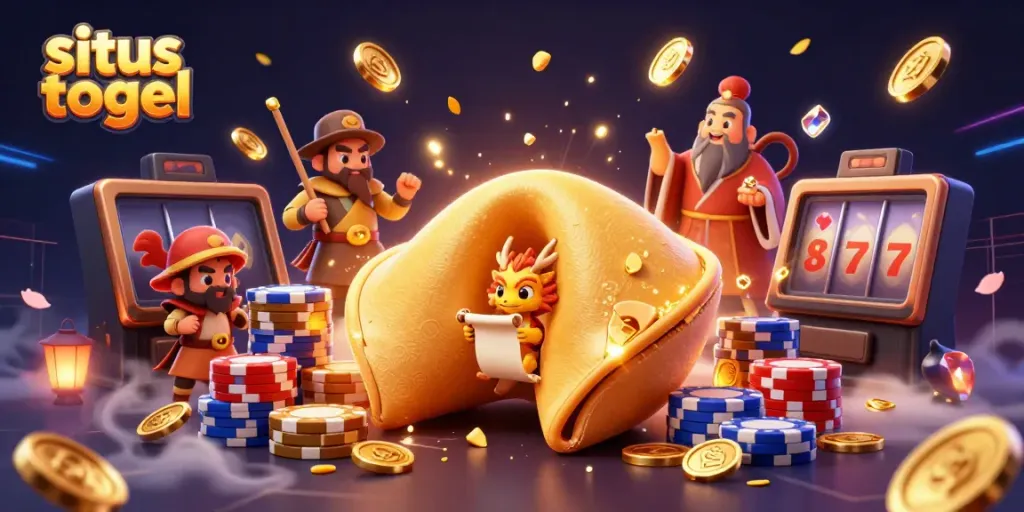 Experience the thrill of situs togel in this vibrant 3D illustration filled with gold coins and gaming elements.