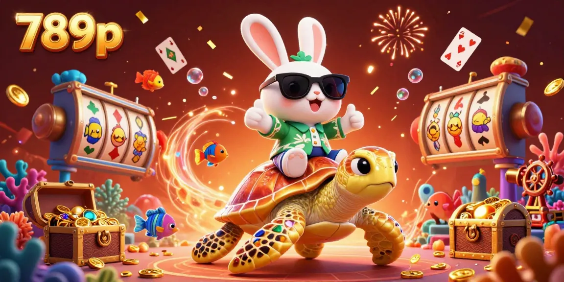 Experience excitement with the 789p lucky rabbit and golden sea turtle in a vibrant casino underwater scene.