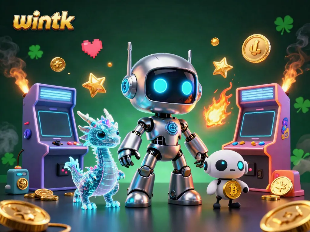 Experience thrilling gaming at Wintk's vibrant casino environment with unique characters.