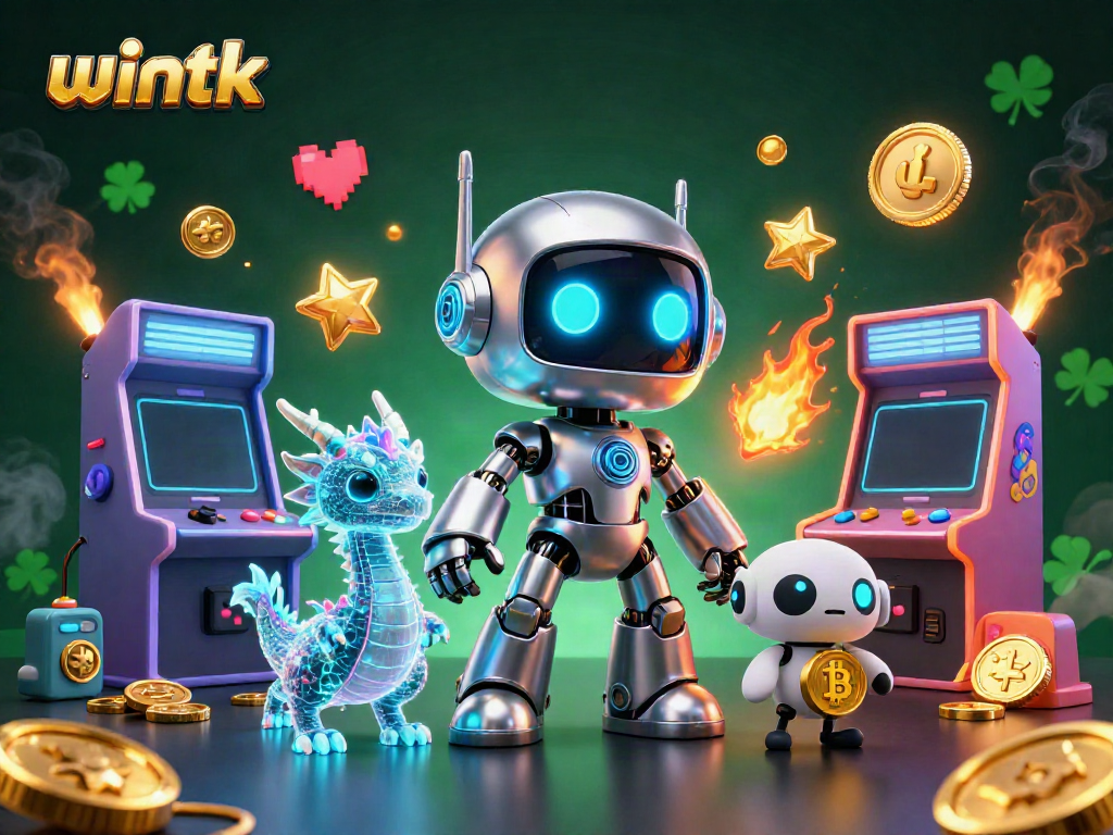 Experience thrilling gaming at Wintk's vibrant casino environment with unique characters.