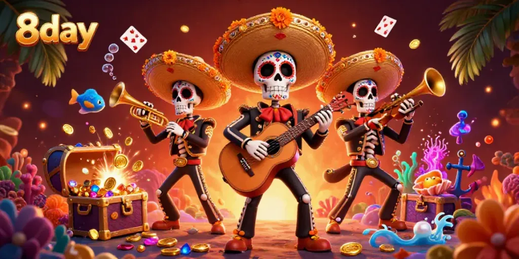 Engage in thrilling 8day gaming adventures with vibrant mariachi characters and explosive treasures.