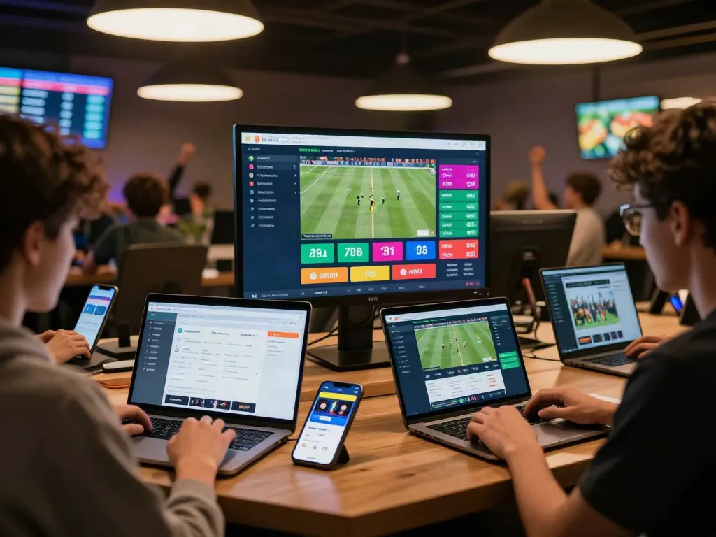 WWBOLA users engaging with a vibrant sports betting platform showcasing high odds and live match stats.