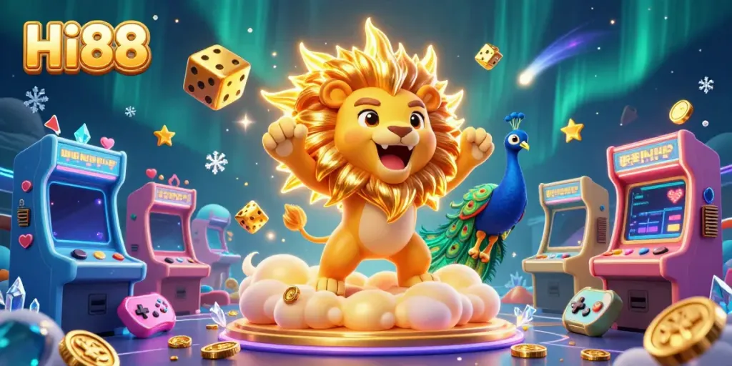 Experience excitement at Hi88 with vibrant casino game elements and characters.
