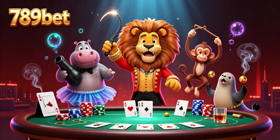 Engage in thrilling casino action with vibrant 789bet scene featuring unique characters and game elements.